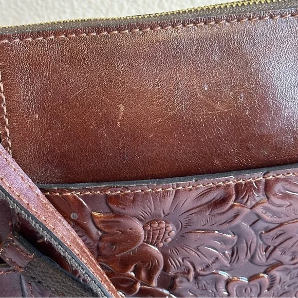 Patricia Nash AVELEY TOTE British Tan Tooled Leather Purse Bag - Picture 12 of 12